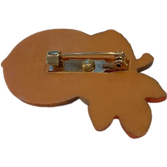 Vintage Hallmark Mouse Acorn Brooch Pin Fall Leaf Design 1978 - Picture 5 of 8